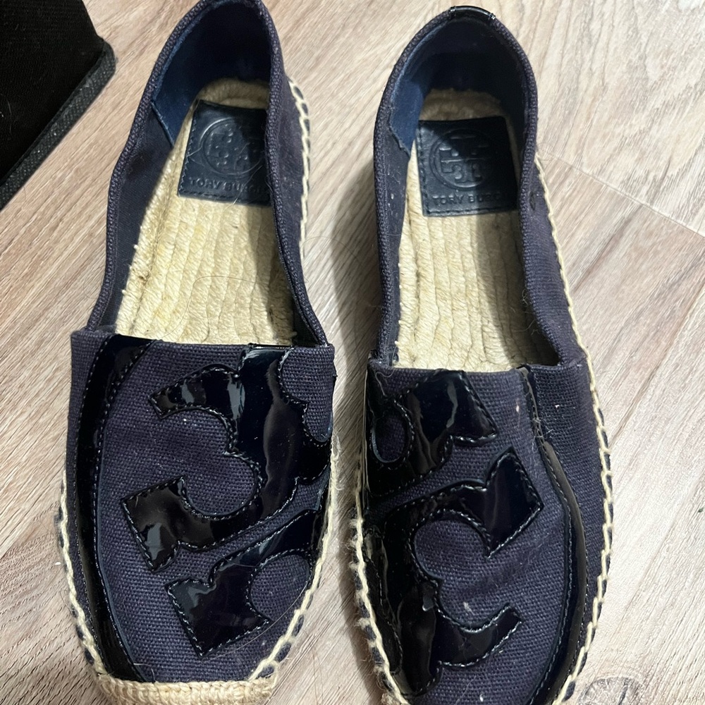 Tory Burch Navy Espadrille Slip-On Flats